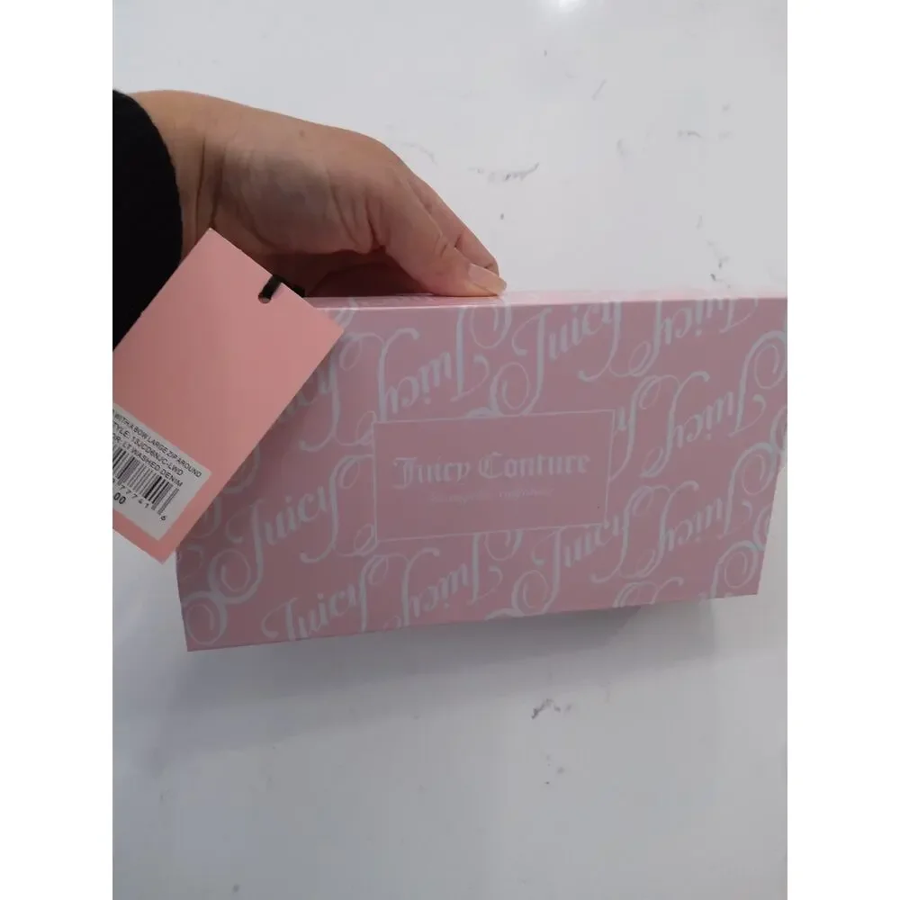 NWT Juicy Couture quilted denim wallet Chambray  glam bow w charm soft Feminine